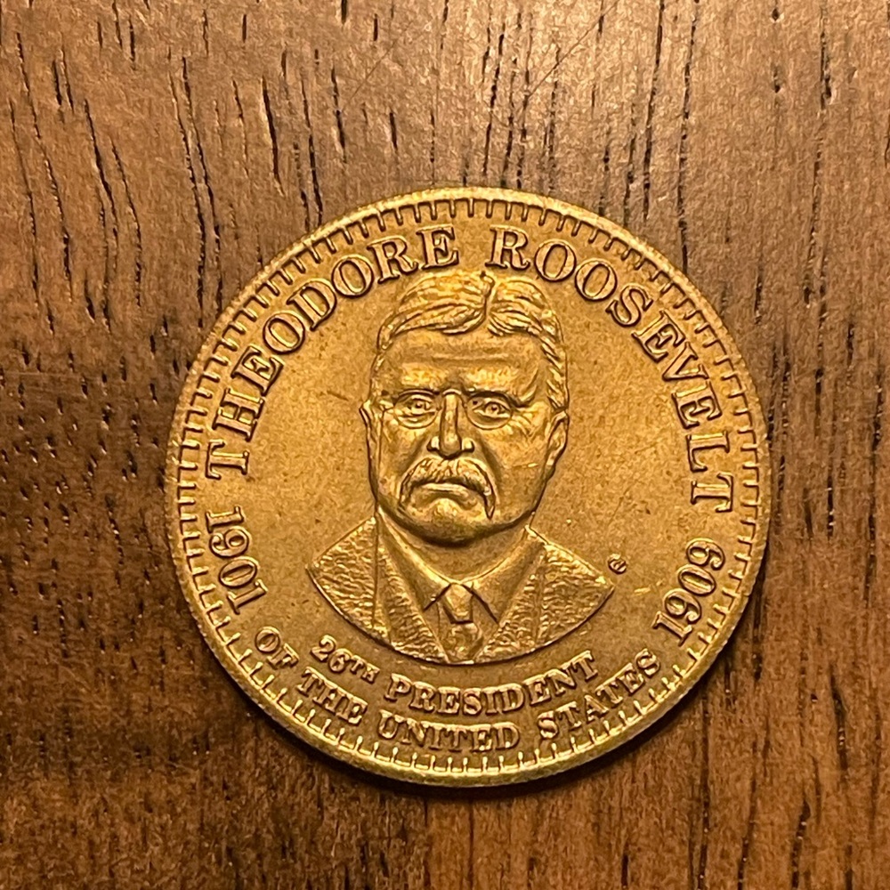 Vintage Theodore Teddy Roosevelt Shell Coin Token Presidential Collectible